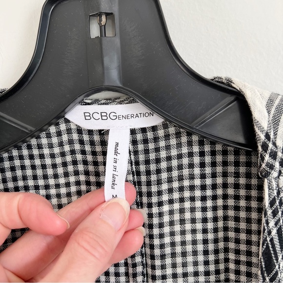 BCBGeneration Duster Draped Belted Trench Jacket Kimono Top Plaid Check Medium - Picture 5 of 9